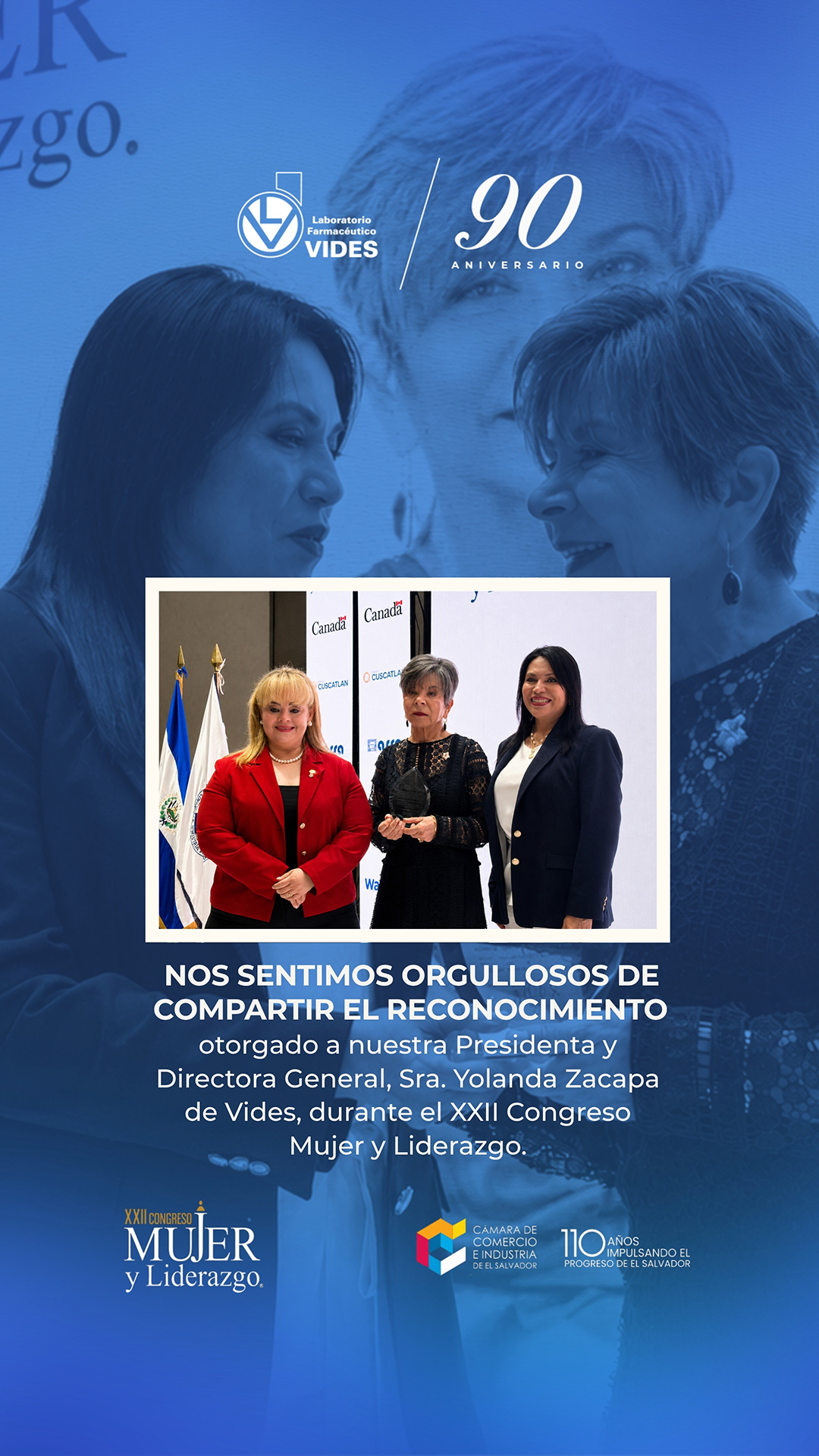 Reconocimiento a nuestra Presidenta y Directora General, Sra. Yolanda Zacapa de Vides